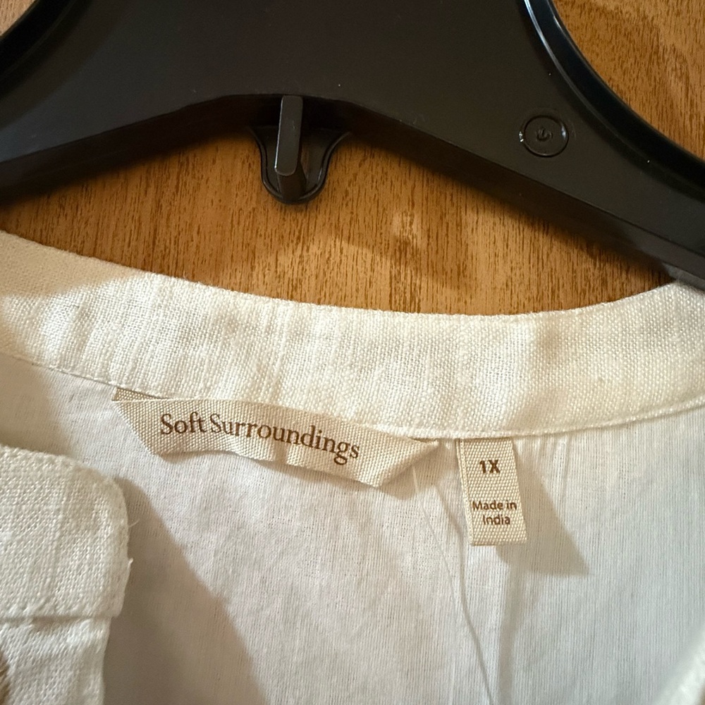 Soft Surroundings White Dress with Brown Embroidery NWT - Picture 2 of 11